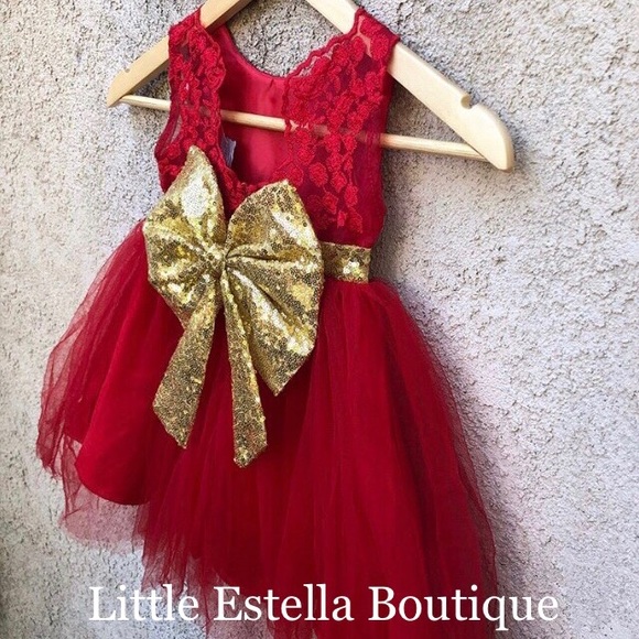 NWT Girls Red Formal Party Boutique Dress - Picture 3 of 8